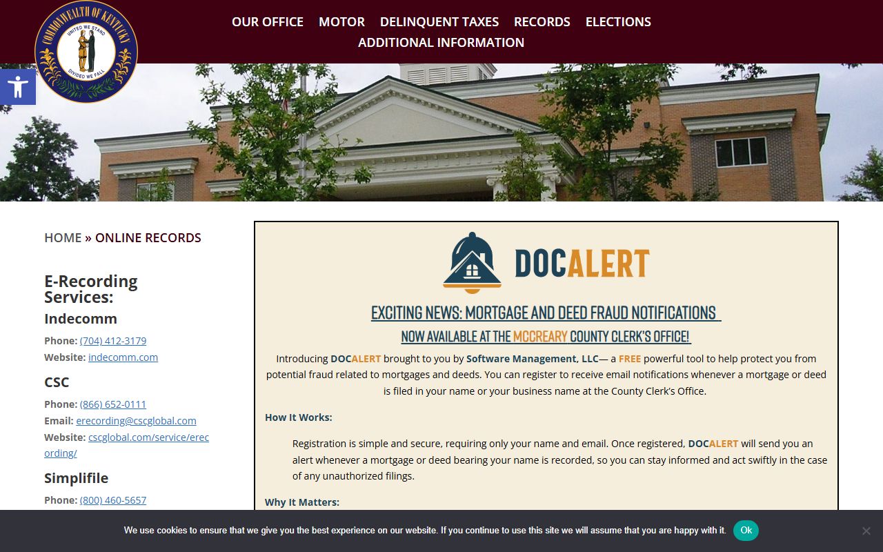 McCreary County Circuit Court Clerk records online request and records guidance