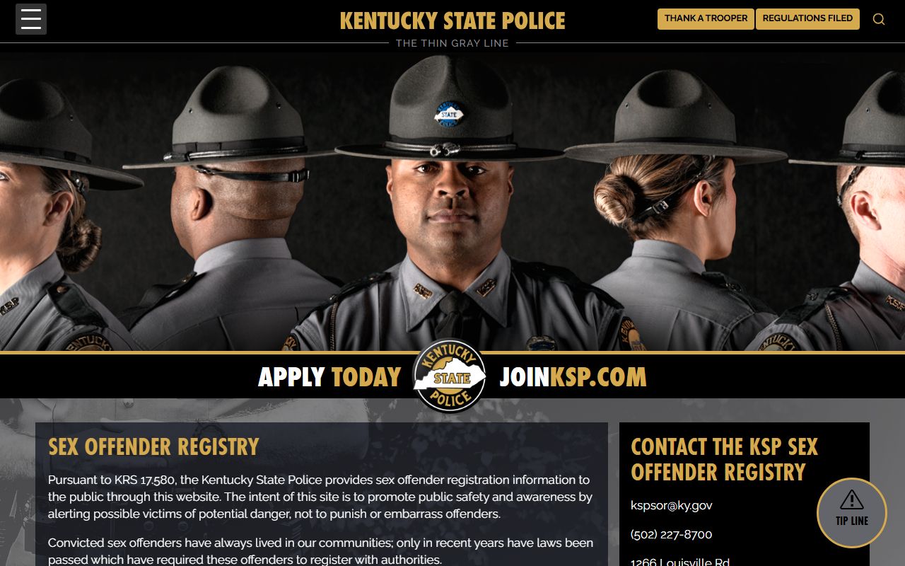 McCreary County court charge records Kentucky State Police sex offender registry