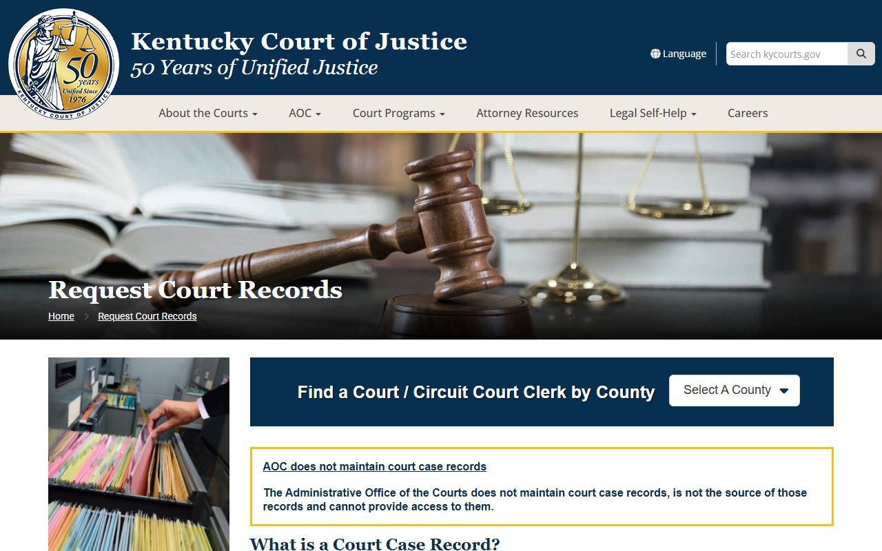 McCreary County court records request instructions from Kentucky courts