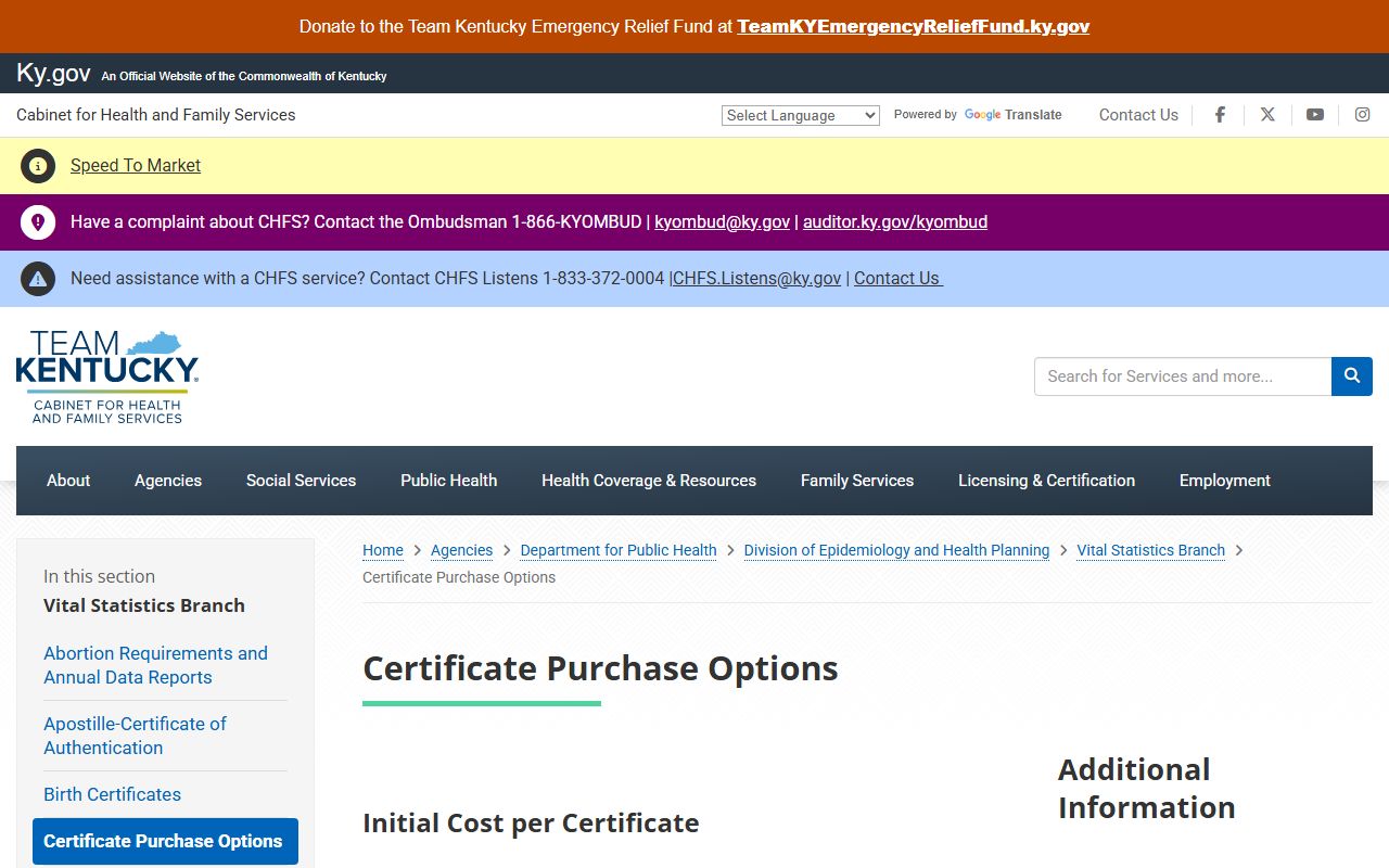 McCreary County marriage and divorce records Kentucky certificate purchase options