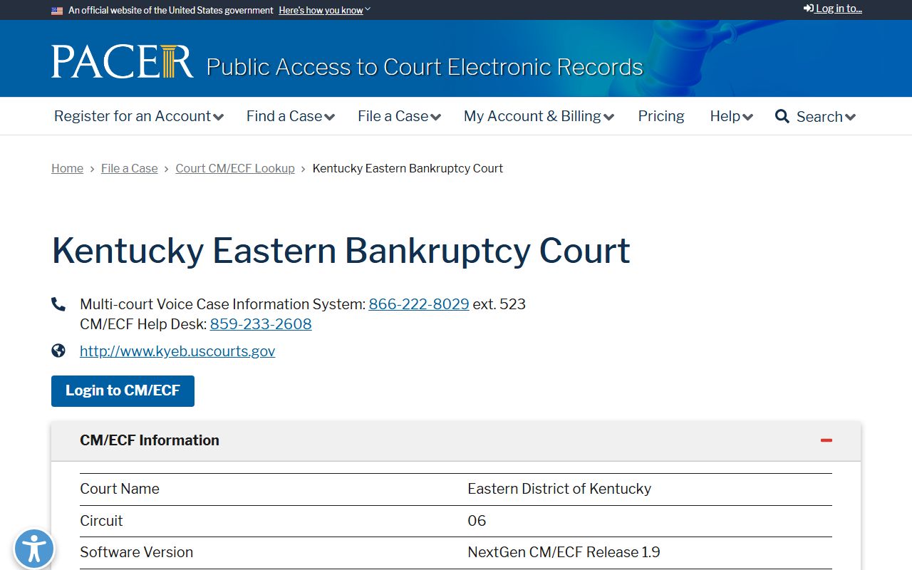 McCreary County probate records PACER lookup for Kentucky Eastern Bankruptcy Court